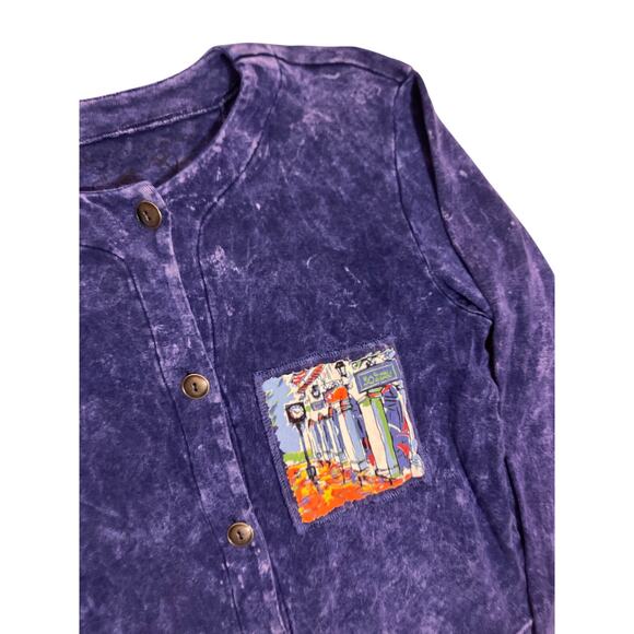 Michael Leu Collection Medium Acid Wash Artist Cardigan Button-Up Retro Vintage - Picture 2 of 5